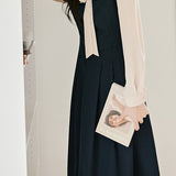 Elegant Layered Look Beaded Tie Neck Dress - liwisi
