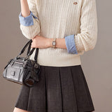 Casual Layered Look Striped Collared Cable Knit Sweater