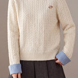 Casual Layered Look Striped Collared Cable Knit Sweater