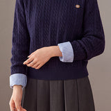 Casual Layered Look Striped Collared Cable Knit Sweater