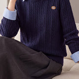 Casual Layered Look Striped Collared Cable Knit Sweater