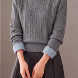 Casual Layered Look Striped Collared Cable Knit Sweater - liwisi