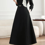 Elegant Polka Dot Tie Neck A-Line Dress - liwisi