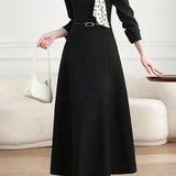 Elegant Polka Dot Tie Neck A-Line Dress - liwisi