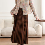Elegant Crew Neck Multicolor Flecked Tweed Jacket - liwisi