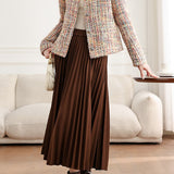 Elegant Crew Neck Multicolor Flecked Tweed Jacket - liwisi