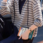 Casual Layered Look Striped Hooded Knit Sweatshirt - liwisi