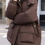 Casual Hooded Quilted Padded Jacket with Drawstring Waist - liwisi