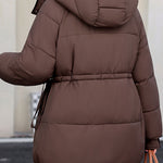 Casual Hooded Quilted Padded Jacket with Drawstring Waist - liwisi