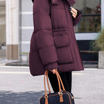 Casual Hooded Quilted Padded Jacket with Drawstring Waist - liwisi