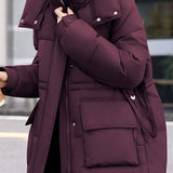 Casual Hooded Quilted Padded Jacket with Drawstring Waist - liwisi