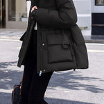 Casual Hooded Quilted Padded Jacket with Drawstring Waist - liwisi