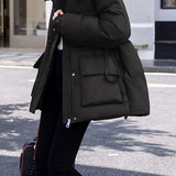 Casual Hooded Quilted Padded Jacket with Drawstring Waist - liwisi
