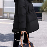 Casual Hooded Quilted Padded Jacket with Drawstring Waist - liwisi