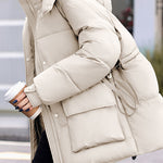 Casual Hooded Quilted Padded Jacket with Drawstring Waist - liwisi