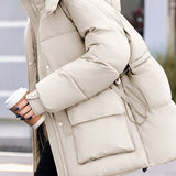 Casual Hooded Quilted Padded Jacket with Drawstring Waist - liwisi