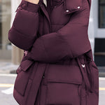 Casual Hooded Quilted Padded Jacket with Drawstring Waist - liwisi
