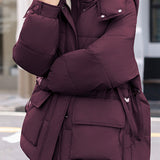 Casual Hooded Quilted Padded Jacket with Drawstring Waist - liwisi
