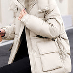 Casual Hooded Quilted Padded Jacket with Drawstring Waist - liwisi