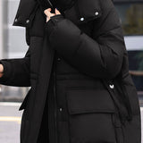 Casual Hooded Quilted Padded Jacket with Drawstring Waist - liwisi