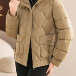 Casual Wave Quilted Padded Jacket with Drawstring and Patch Pockets - liwisi