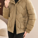 Casual Wave Quilted Padded Jacket with Drawstring and Patch Pockets - liwisi