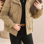 Casual Wave Quilted Padded Jacket with Drawstring and Patch Pockets - liwisi
