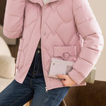 Casual Wave Quilted Padded Jacket with Drawstring and Patch Pockets - liwisi