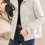 Casual Wave Quilted Padded Jacket with Drawstring and Patch Pockets - liwisi
