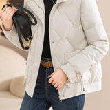Casual Wave Quilted Padded Jacket with Drawstring and Patch Pockets - liwisi