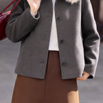 Chic Faux Fur Collar Single Breasted Wool Blend Coat - liwisi
