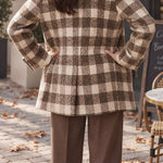 French Vintage Plaid Notched Lapel Jacket - liwisi