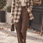 French Vintage Plaid Notched Lapel Jacket - liwisi