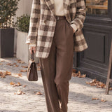 French Vintage Plaid Notched Lapel Jacket - liwisi