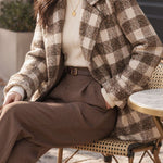 French Vintage Plaid Notched Lapel Jacket - liwisi