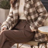French Vintage Plaid Notched Lapel Jacket - liwisi