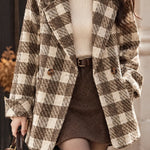 French Vintage Plaid Notched Lapel Jacket - liwisi