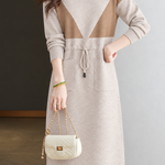 Chic Colorblock Mock Neck Knit Dress - liwisi