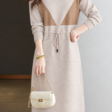 Chic Colorblock Mock Neck Knit Dress - liwisi