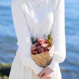 Versatile Mock Neck Balloon Sleeve Knit Sweater