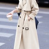Versatile Double Breasted Belted Long Trench Coat