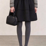 Casual Elastic Waist A-Line Wool Blend Mini Skirt - liwisi
