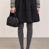 Casual Elastic Waist A-Line Wool Blend Mini Skirt - liwisi