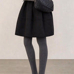 Casual Elastic Waist A-Line Wool Blend Mini Skirt - liwisi