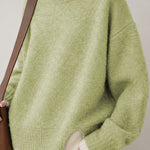 Casual Layered Look Colorblock Crew Neck Knit Sweater with Side Slits - liwisi