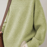 Casual Layered Look Colorblock Crew Neck Knit Sweater with Side Slits - liwisi