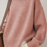 Casual Layered Look Colorblock Crew Neck Knit Sweater with Side Slits - liwisi