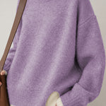 Casual Layered Look Colorblock Crew Neck Knit Sweater with Side Slits - liwisi