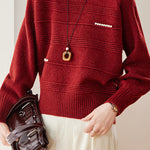 Chic Crew Neck Ribbed Knit Sweater with Pearl Details - liwisi