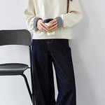 Casual Layered Look Sweatshirt with Plaid Panels and Half Placket - liwisi